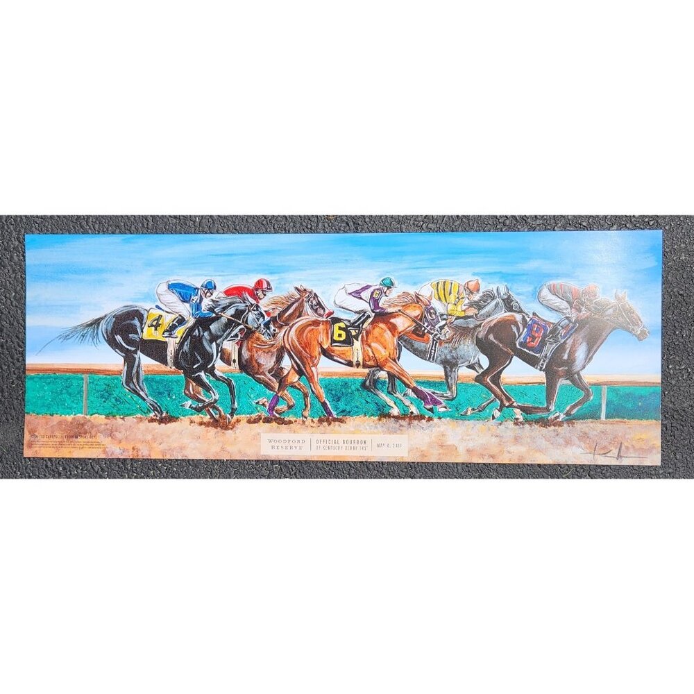 Woodford Reserve Horse‎ Racing Cardboard Poster By Michael Schwab 12"x34"
